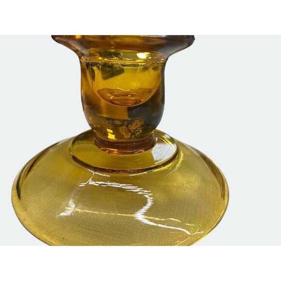 Amber Glass Candle Holder Vintage Style Home Decor - Picture 4 of 6